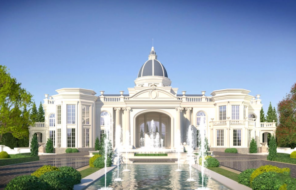 Villa dengan plafon tinggi dan kubah mewah